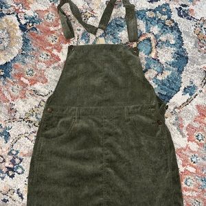 UNIQLO hunter green corduroy overall dress
